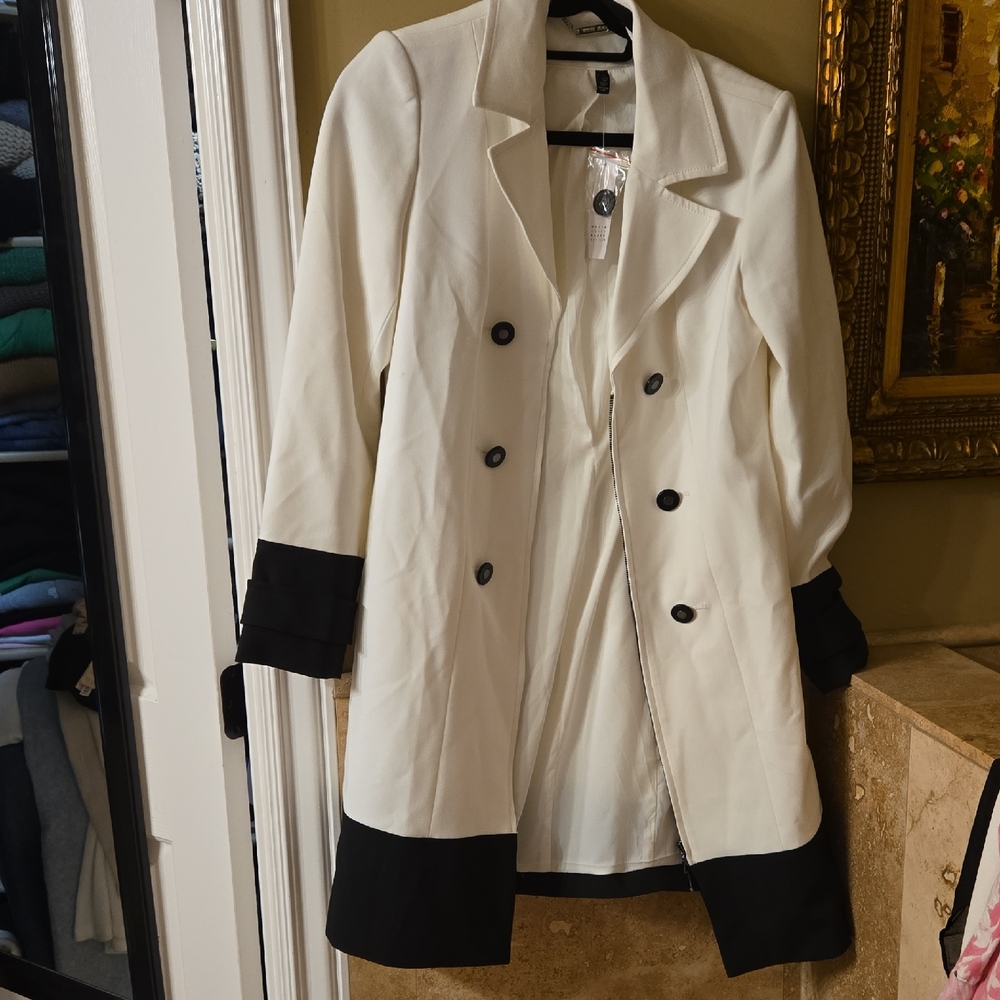 Elegant Women's Black and White Coat